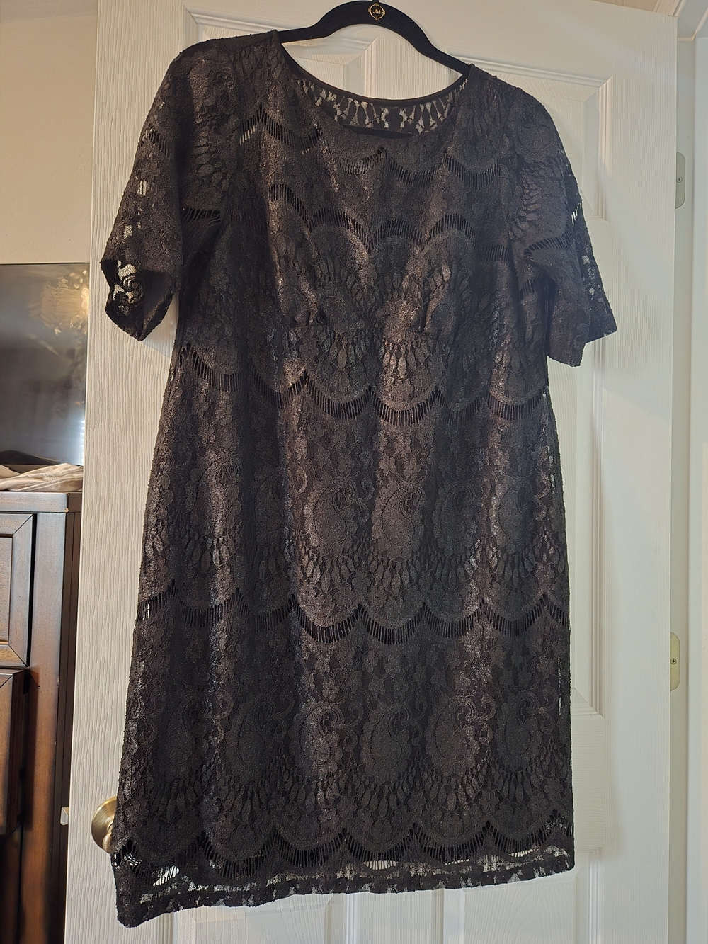 Black Lace Short Sleeve Cocktail Or Wedding Guest Dress